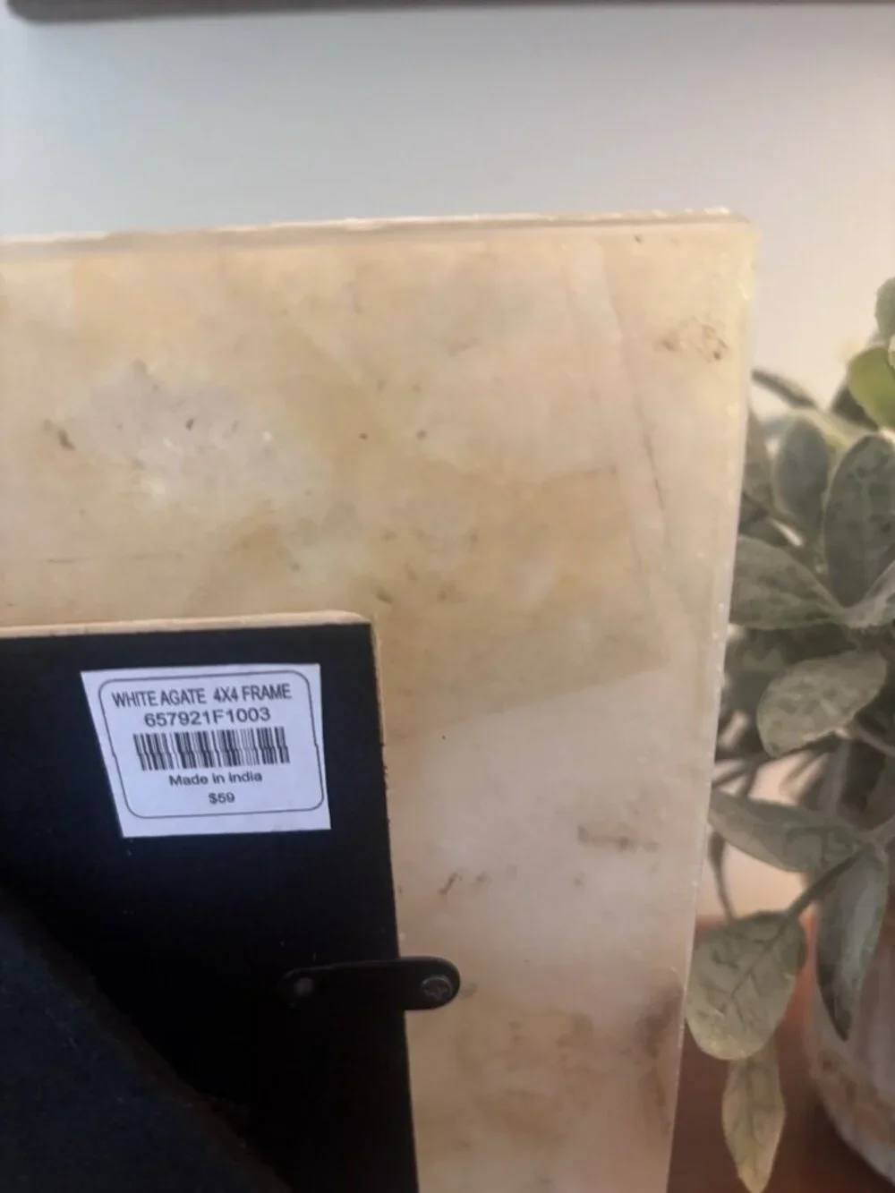 NWT Arhaus White Agate Picture Photo Frame 4x4 Photo Kickstand Heavy